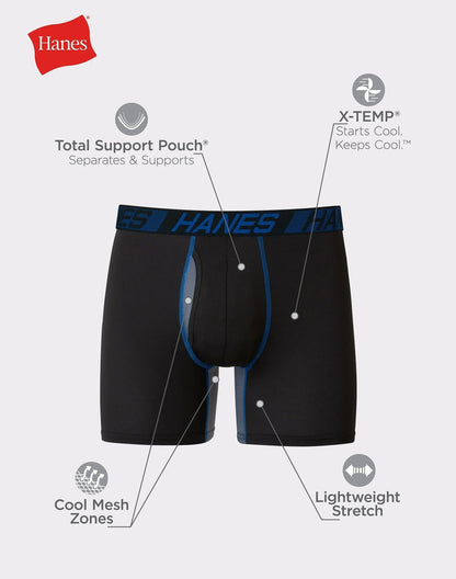 Hanes X - Temp Total Support Pouch Men's Boxer Briefs, Anti - Chafing Underwear, 2XL 3 - Pack - ECO